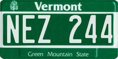 VT license plate NEZ244