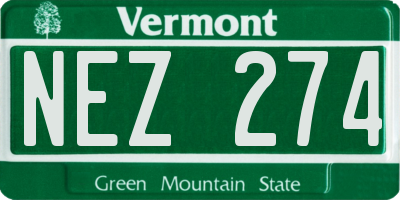 VT license plate NEZ274