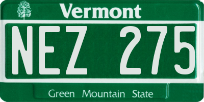 VT license plate NEZ275
