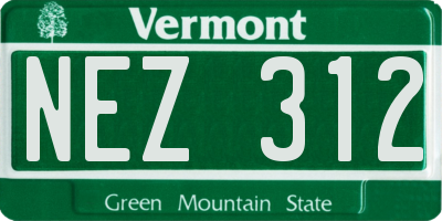VT license plate NEZ312