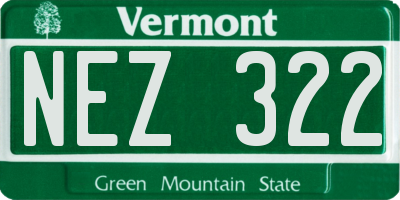 VT license plate NEZ322