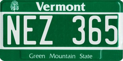 VT license plate NEZ365