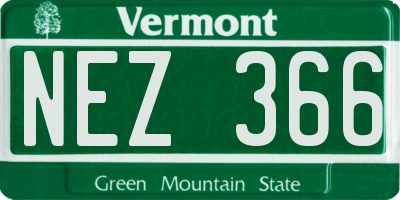 VT license plate NEZ366