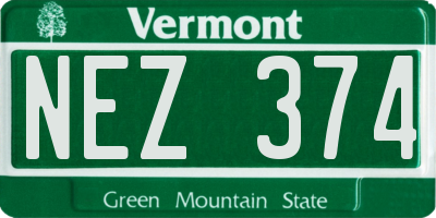 VT license plate NEZ374