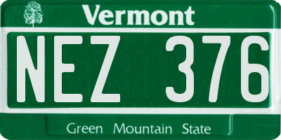 VT license plate NEZ376