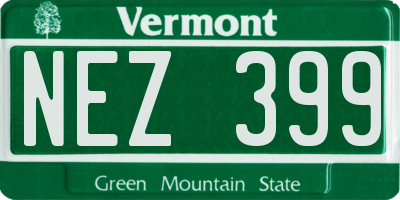 VT license plate NEZ399