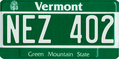 VT license plate NEZ402