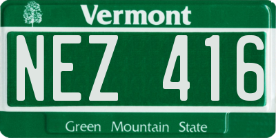 VT license plate NEZ416