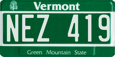 VT license plate NEZ419