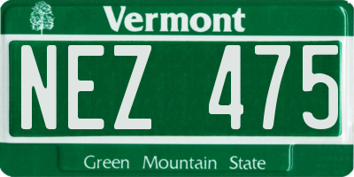 VT license plate NEZ475