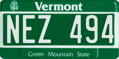 VT license plate NEZ494