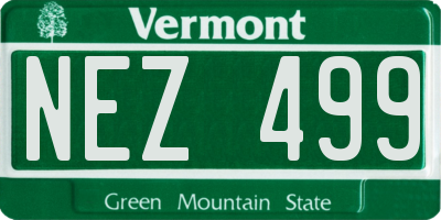 VT license plate NEZ499