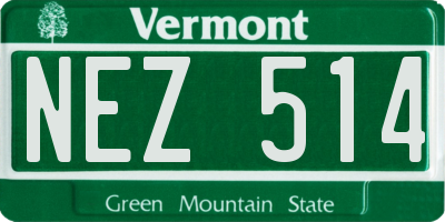 VT license plate NEZ514