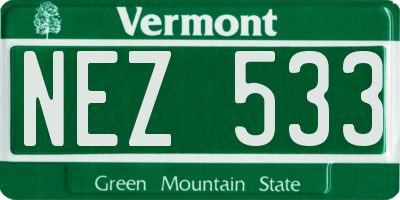VT license plate NEZ533