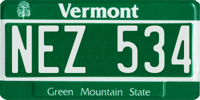 VT license plate NEZ534