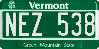 VT license plate NEZ538