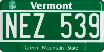 VT license plate NEZ539