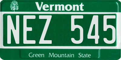 VT license plate NEZ545