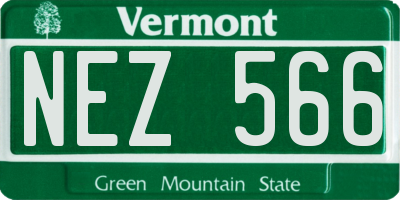 VT license plate NEZ566
