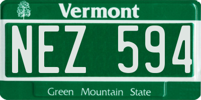 VT license plate NEZ594