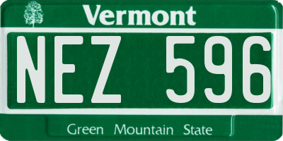 VT license plate NEZ596