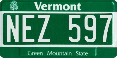VT license plate NEZ597