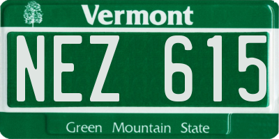 VT license plate NEZ615