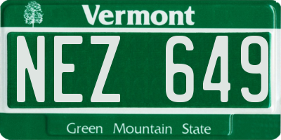 VT license plate NEZ649