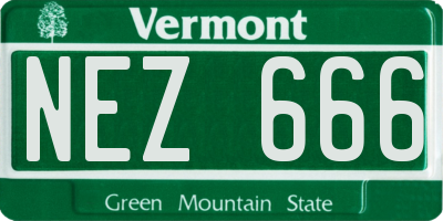 VT license plate NEZ666