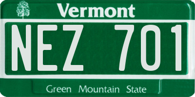 VT license plate NEZ701