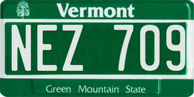 VT license plate NEZ709