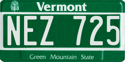 VT license plate NEZ725