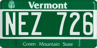 VT license plate NEZ726