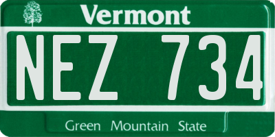 VT license plate NEZ734