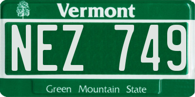 VT license plate NEZ749