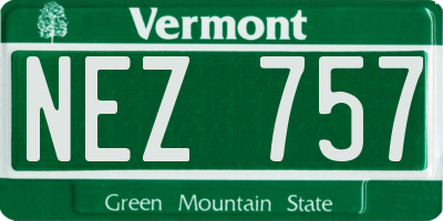 VT license plate NEZ757