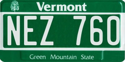VT license plate NEZ760