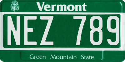 VT license plate NEZ789