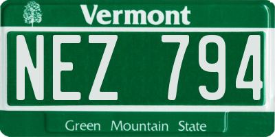 VT license plate NEZ794