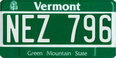 VT license plate NEZ796