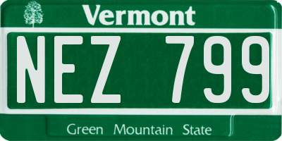 VT license plate NEZ799