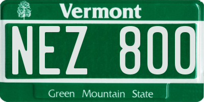 VT license plate NEZ800