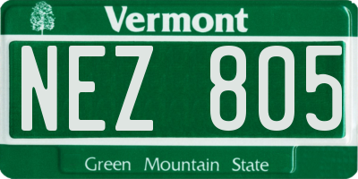 VT license plate NEZ805