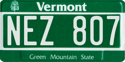 VT license plate NEZ807