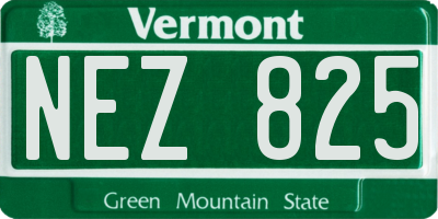 VT license plate NEZ825