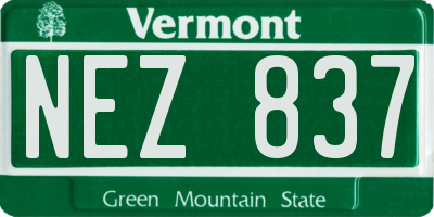 VT license plate NEZ837