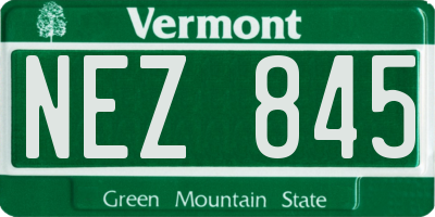 VT license plate NEZ845