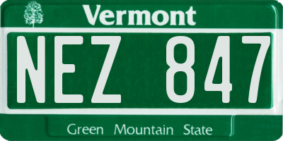 VT license plate NEZ847