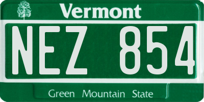 VT license plate NEZ854