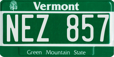 VT license plate NEZ857